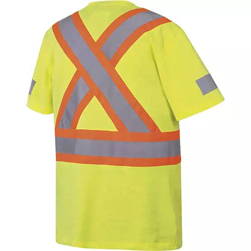 Safety T-Shirt, Cotton, High Visibility Lime-Yellow, CSA Z96, ANSI 107-2020 - Image 2